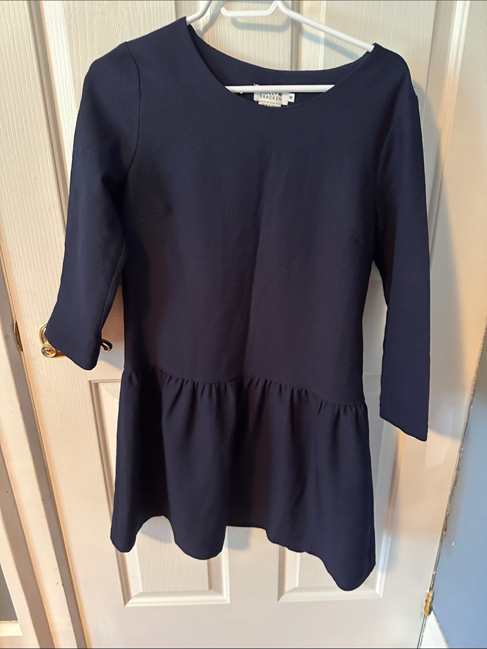Molly Bracken Navy Peplum Casual Dress